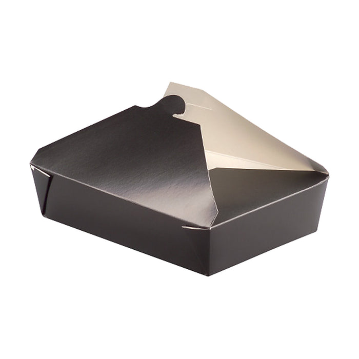 Lunchbox in cartone nero con chiusura a incastro - 1450 ml - 21,7 cm x 16 cm x 5 cm - 25 pezzi
