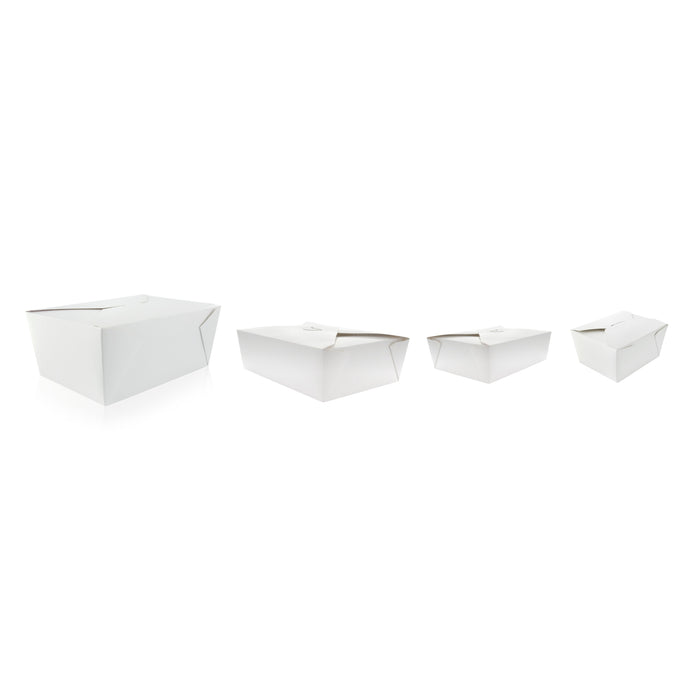 Lunchbox in cartone bianco con chiusura a incastro - 1450 ml - 21,7 cm x 16 cm x 5 cm - 25 pezzi