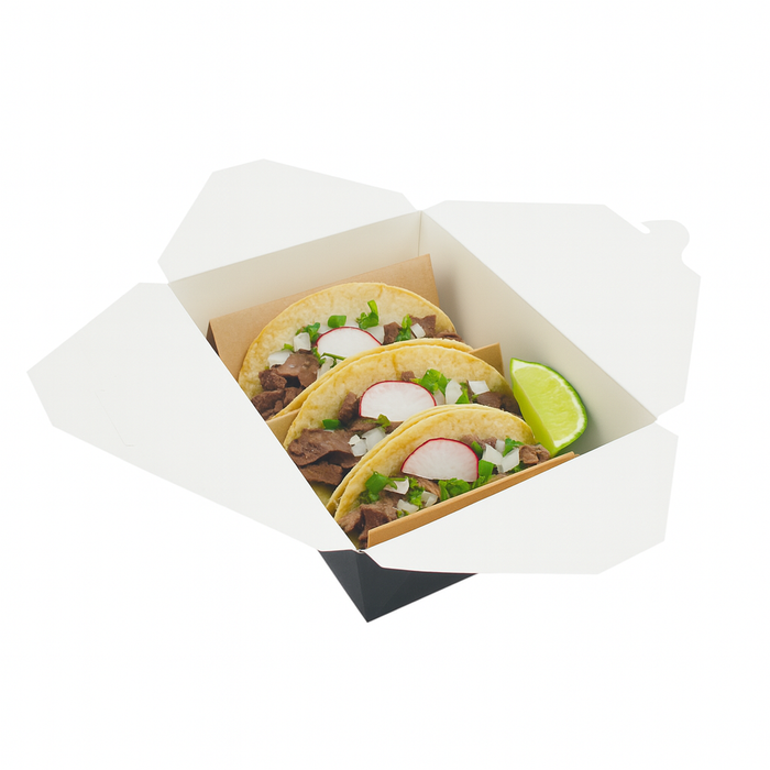 Lunchbox in cartone nero con chiusura a incastro - 2000 ml - 21,6 cm x 16 cm x 6,5 cm - 50 pezzi