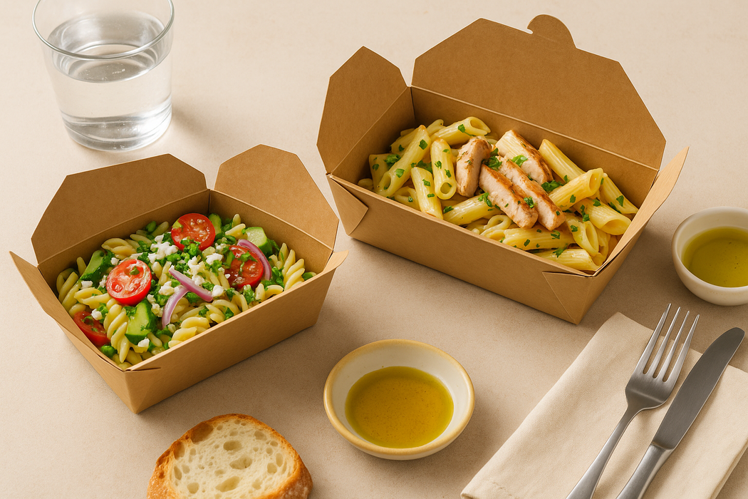 Lunchbox in cartone kraft con chiusura a incastro - 450 ml - 11 cm x 9 cm x 5 cm - 50 pezzi