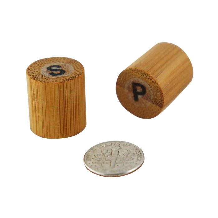 Mini set sale e pepe in bambù - 1,8 cm x 1,8 cm x 4 cm - 100 pezzi
