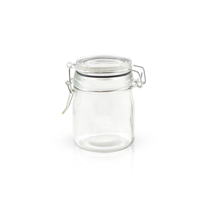 Mini barattolo in vetro con guarnizione nera - 150 ml - Ø 5,9 cm - H 9,2 cm - 12 pezzi