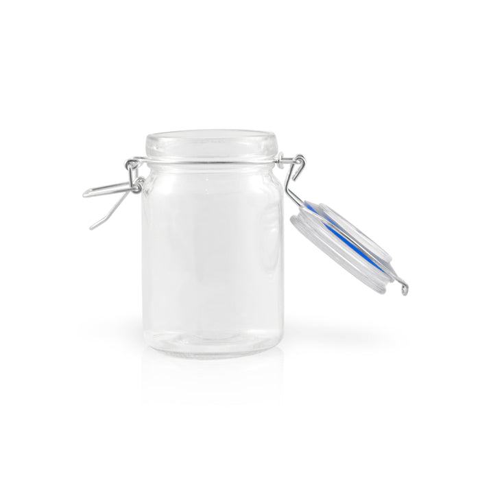 Mini barattolo in vetro con guarnizione blu scuro - 200 ml - Ø 5,88 cm - H 11,92 cm - 12 pezzi