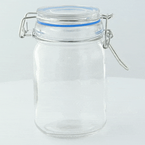 Mini barattolo in vetro con guarnizione blu scuro  H119,2mm 200ml