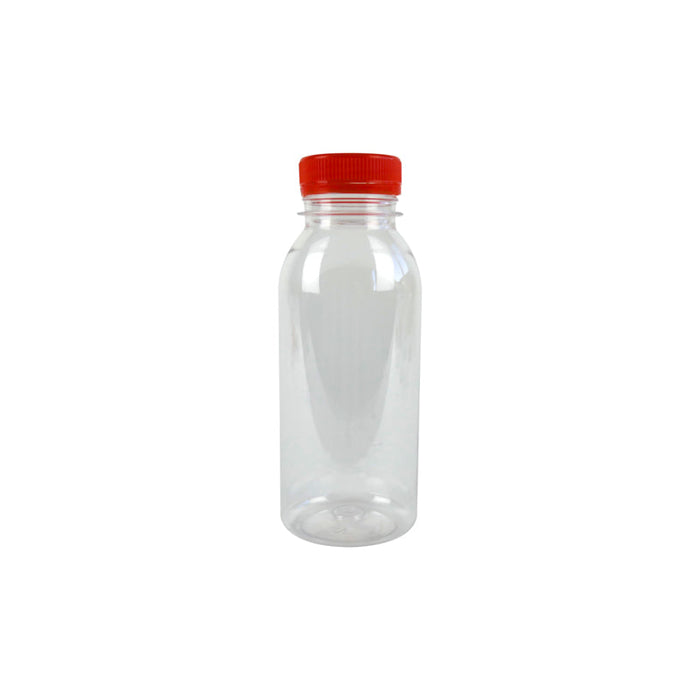 Botella RPET transparente con tapón unido naranja 56 250ml A150mm - 270Uds