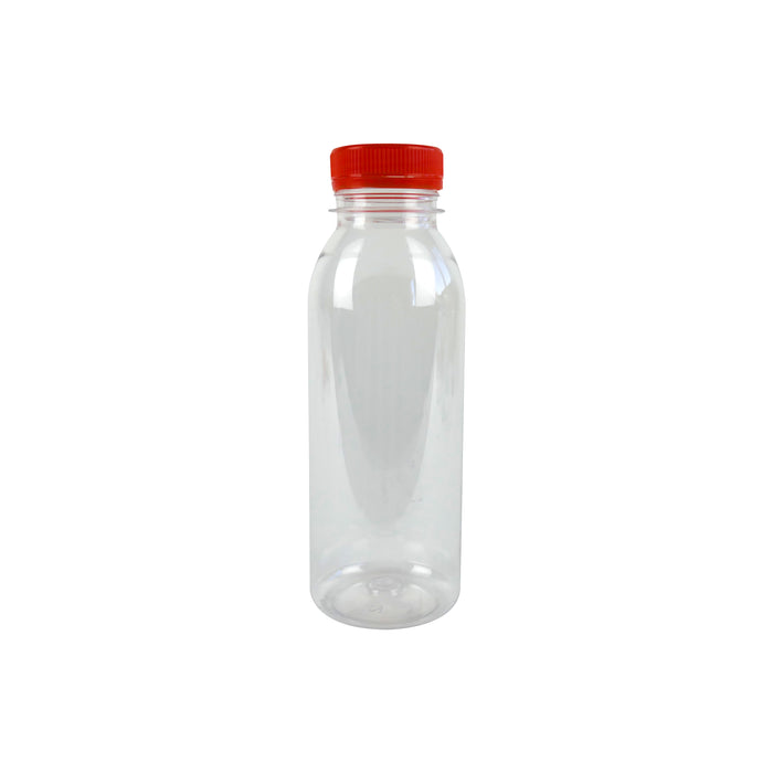 bottiglia di plastica RPET trasparente con tappo arancione attaccato 61 H161mm 330ml