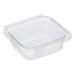 Vaschetta rettangolare in PLA trasparente con coperchio incorporato 126x117mm H43mm 250ml