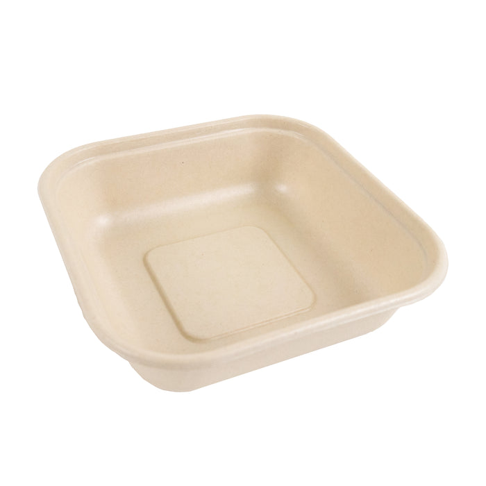 Vaschetta in polpa di canna da zucchero scura con lamina in PLA - 800 ml - 16,3 cm x 16,3 cm x 4 cm - 50 pezzi