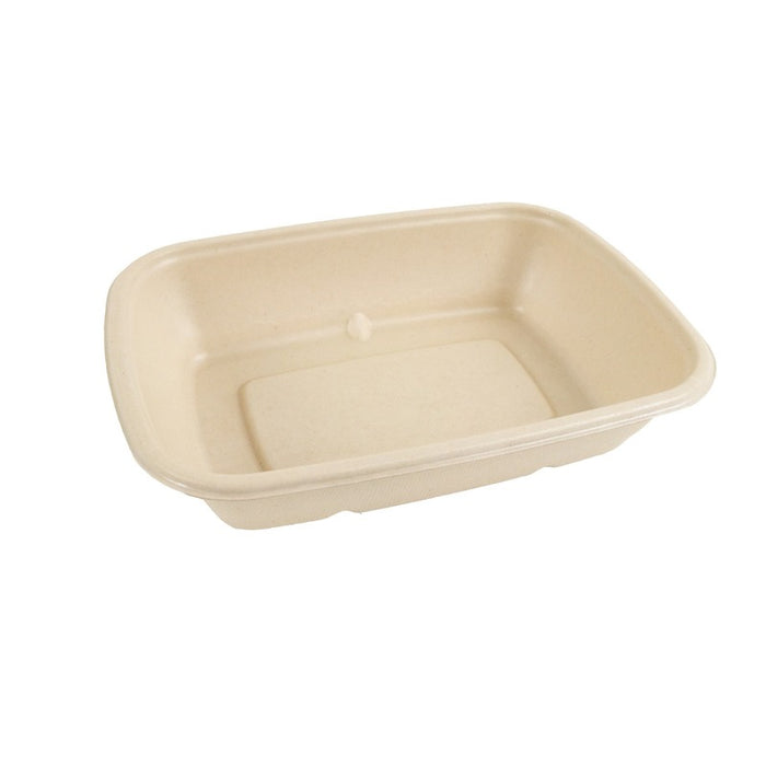 Vaschetta in polpa di canna da zucchero scura con lamina in PLA 214x157mm H46mm 1000ml
