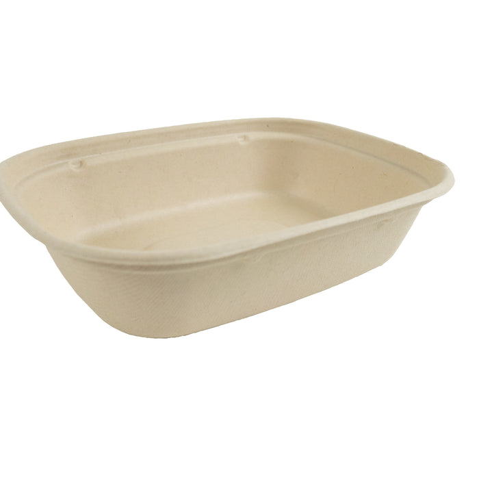Vaschetta in polpa di canna da zucchero scura con lamina in PLA - 850 ml - 22 cm x 17 cm x 5,3 cm - 50 pezzi