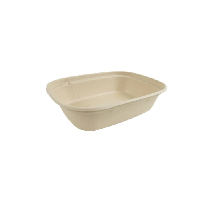 Vaschetta in polpa di canna da zucchero scura con lamina in PLA 220x170mm H53mm 850ml
