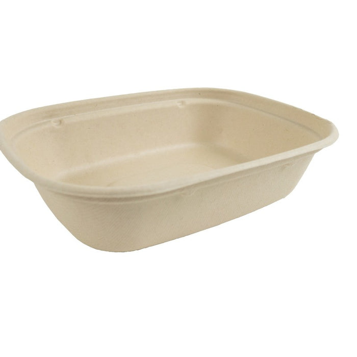 Vaschetta in polpa di canna da zucchero scura con lamina in PLA 220x170mm H53mm 850ml