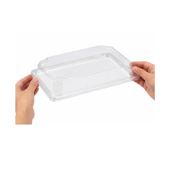 Coperchio in PET trasparente per vassoio in polpa (PET1) - 16,5 cm x 23 cm x 4,6 cm - 50 pezzi