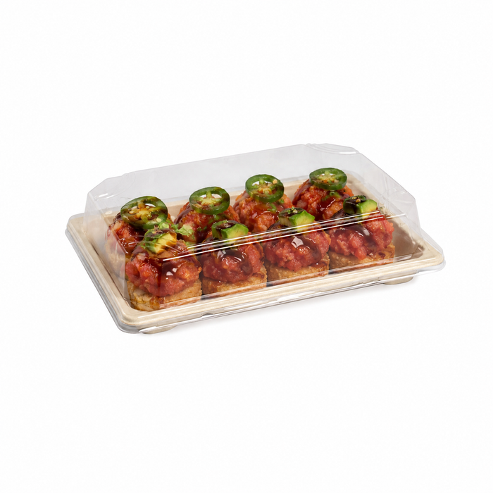 Coperchio in PET trasparente per vassoio in polpa (PET1) - 16,5 cm x 23 cm x 4,6 cm - 50 pezzi