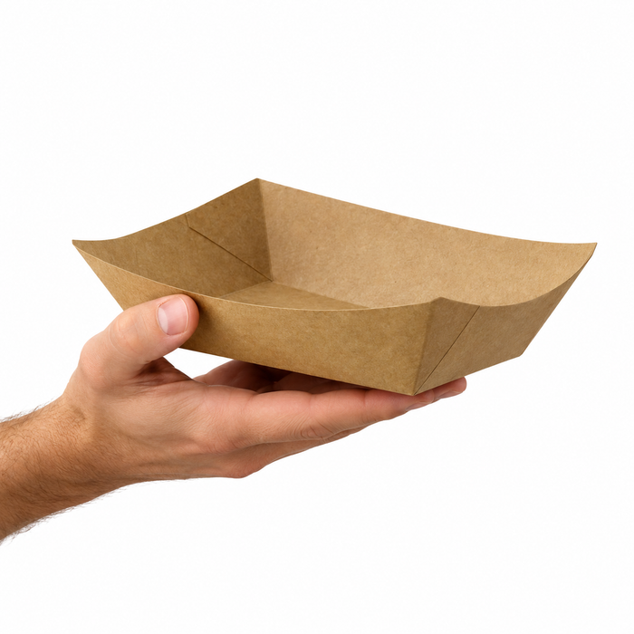 Barchetta in cartone kraft laminato in PE antiunto - 350 ml - 17 cm x 12 cm x 4,2 cm - 250 pezzi