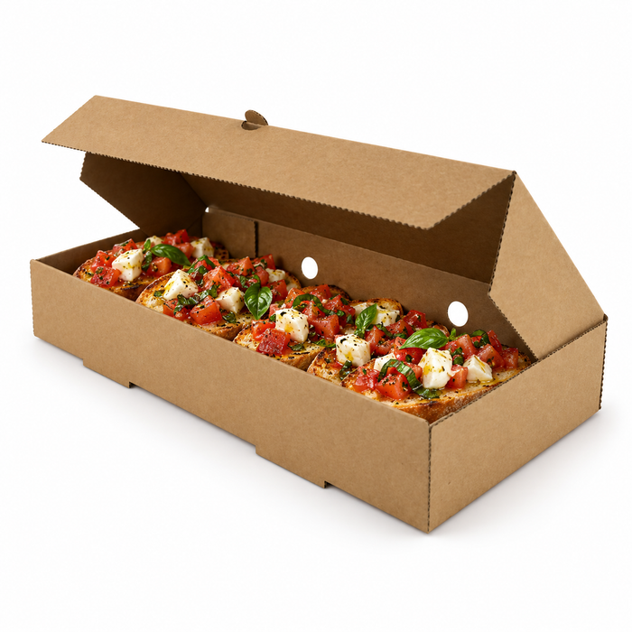 Scatola per bruschetta in cartone kraft - 30 cm x 15 cm x 5 cm - 100 pezzi