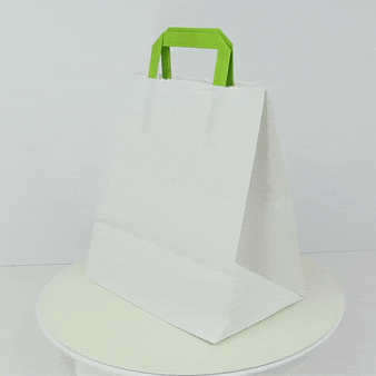 Shopper in carta bianca e manici verdi 260x170mm H280mm