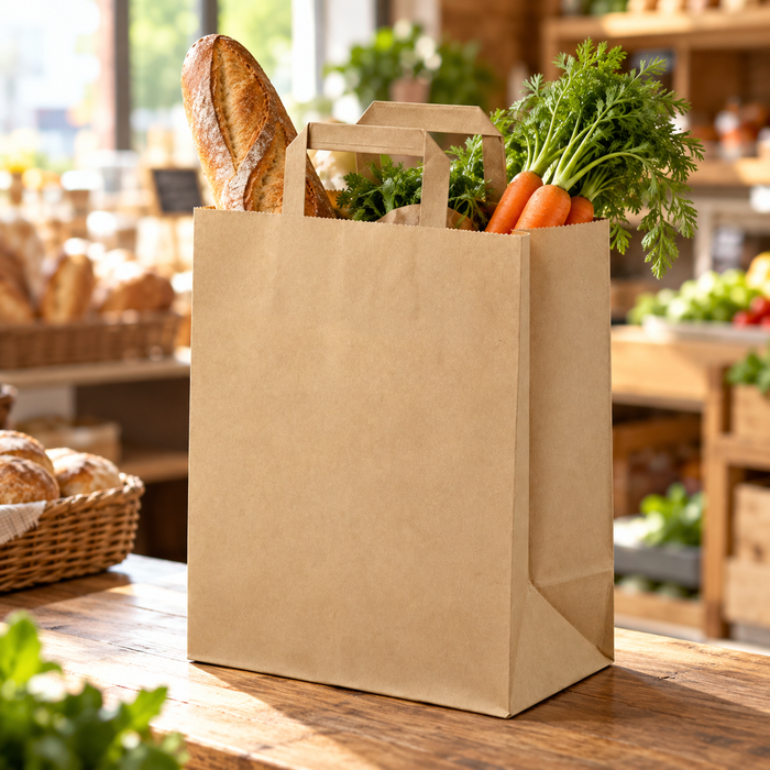 Shopper in carta kraft riciclata - 32 cm x 17 cm x 34 cm - 250 pezzi