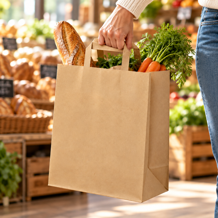 Shopper in carta kraft riciclata - 32 cm x 17 cm x 34 cm - 250 pezzi