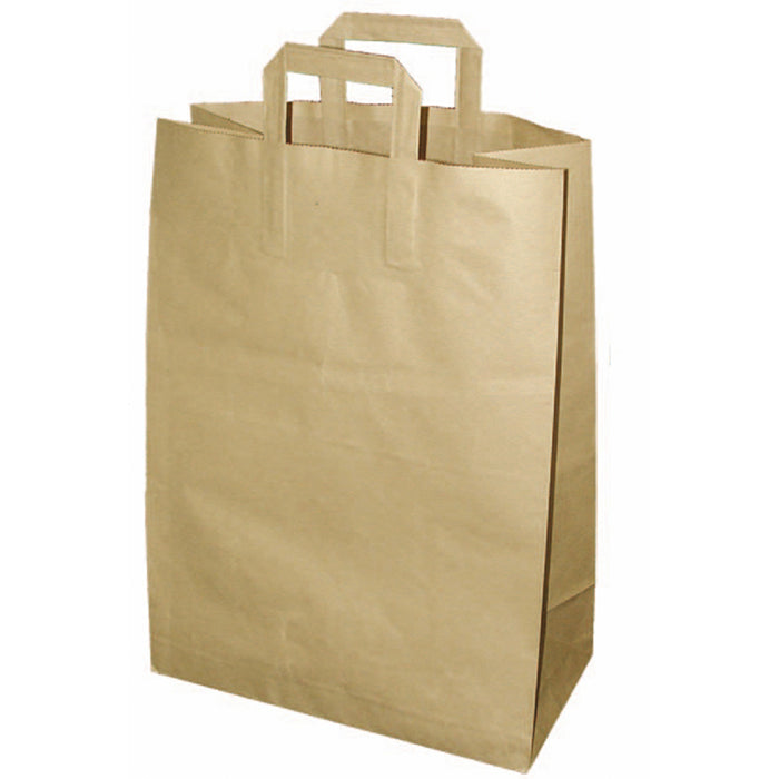 Sacchetto da spesa in carta scura kraft riciclato - 32 cm x 16 cm x 44 cm - 250 pezzi