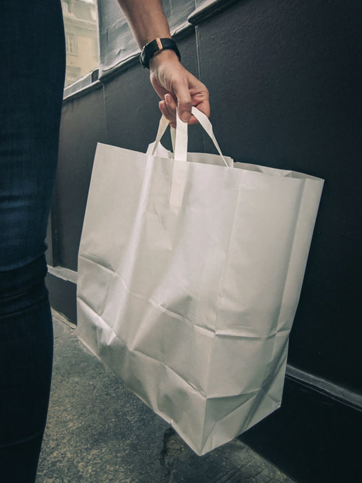 Shopper in carta bianca - 32 cm x 20 cm x 25 cm - 250 pezzi