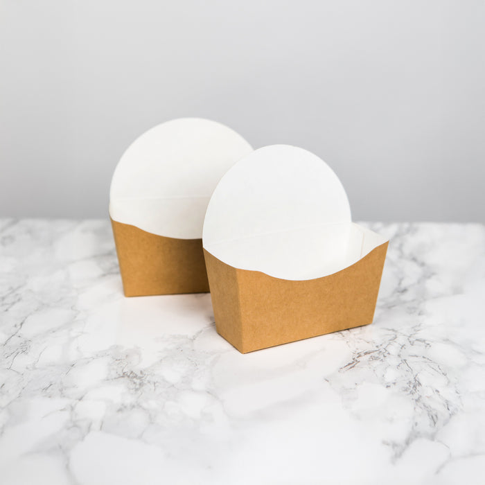 Pacchetto per ciambelle in cartone kraft, interno bianco - 12 cm x 4 cm x 12 cm - 50 pezzi