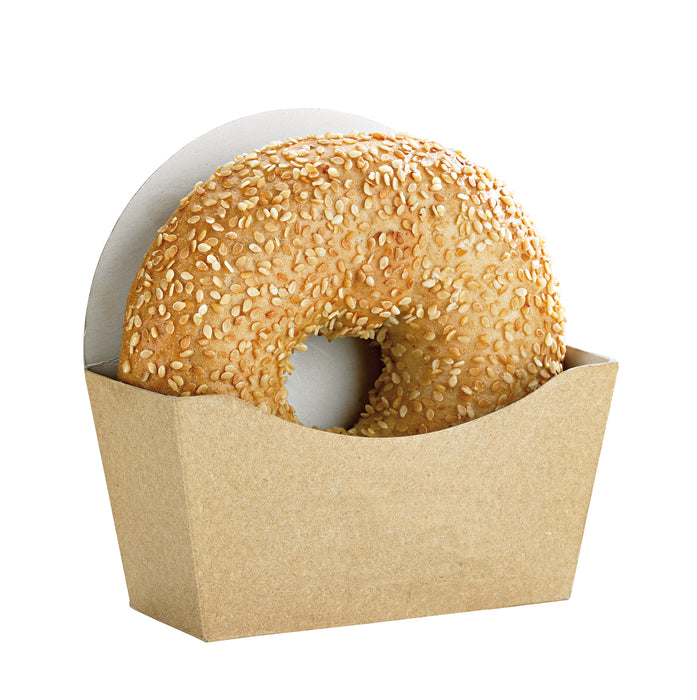 Pacchetto per ciambelle in cartone kraft, interno bianco - 12 cm x 4 cm x 12 cm - 50 pezzi