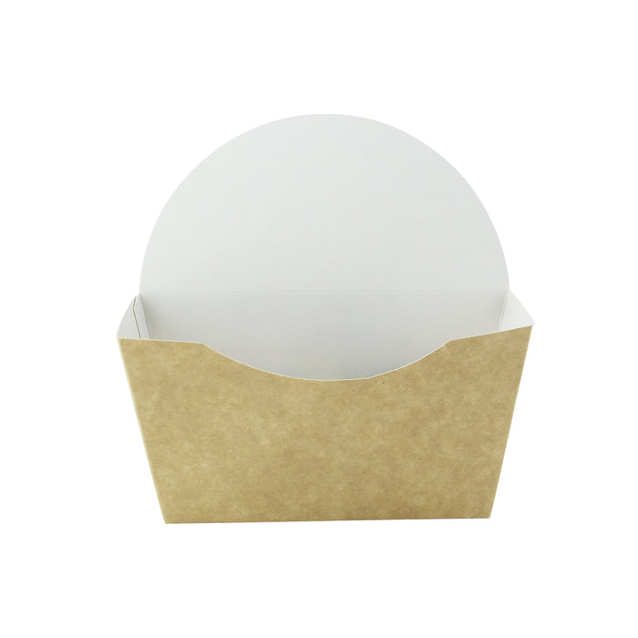 Pacchetto per ciambelle in cartone kraft, interno bianco - 13,5 cm x 6 cm x 13 cm - 50 pezzi
