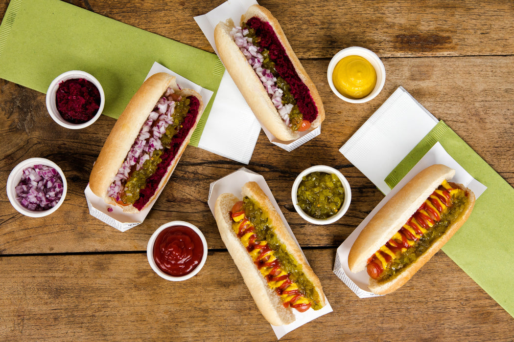 Supporto per hot dog in cartone, decorazione stampa di giornale - 18 cm x 4 cm x 1,9 cm - 50 pezzi