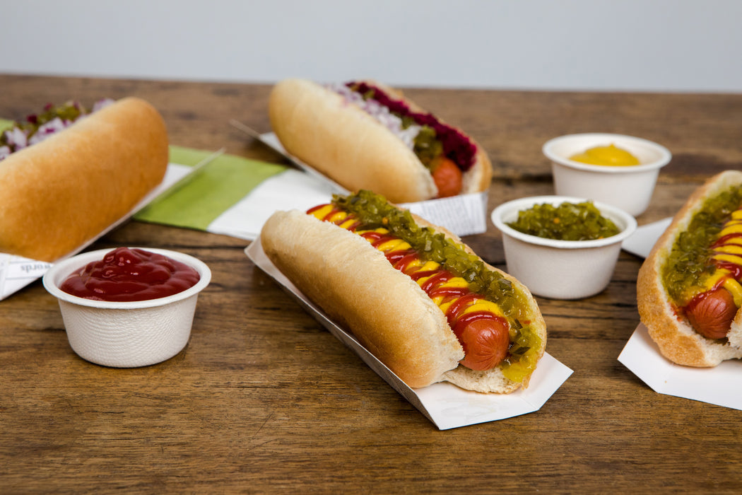 Supporto per hot dog in cartone, decorazione stampa di giornale - 18 cm x 4 cm x 1,9 cm - 50 pezzi