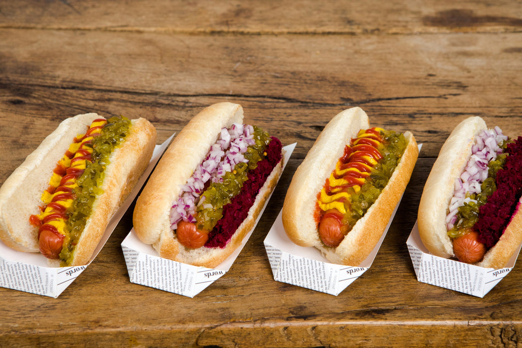 Supporto per hot dog in cartone, decorazione stampa di giornale - 18 cm x 4 cm x 1,9 cm - 50 pezzi