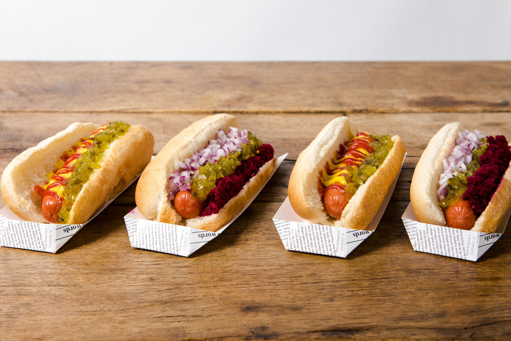 Supporto per hot dog in cartone, decorazione stampa di giornale - 18 cm x 4 cm x 1,9 cm - 50 pezzi