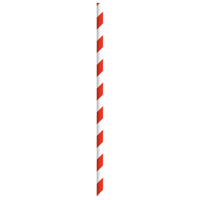Cannuccia in carta rossa e bianca, imbustata singolarmente - Ø 0,6 cm - H 19,7 cm - 500 pezzi