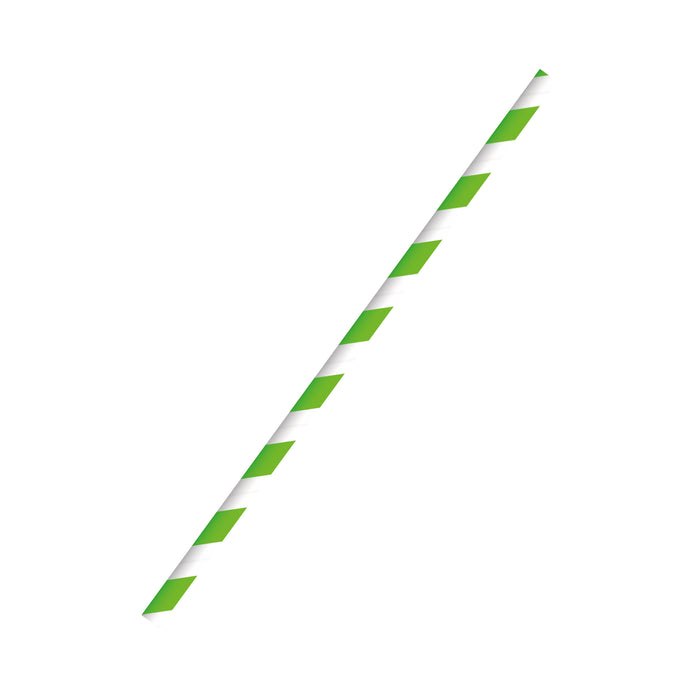 Cannuccia in carta verde lime e bianca, imbustata singolarmente - Ø 0,6 cm - H 19,7 cm - 500 pezzi