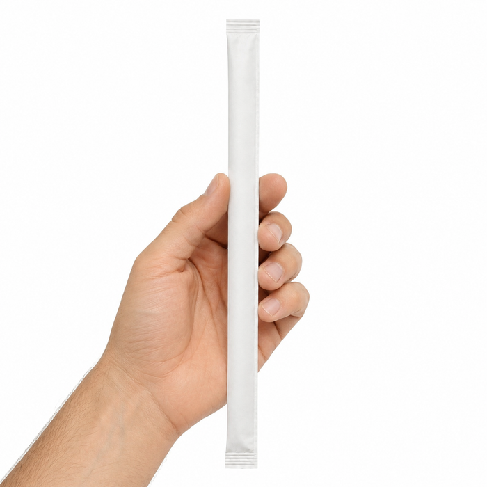 Cannuccia bianca smussata per Bubble Tea - confezione singola - Ø 1,2 cm - H 1,2 cm - 140 pezzi
