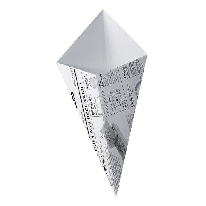 Cono in cartone laminato in PE antiunto, decorazione stampa di giornale - 250 ml - 16 cm x 13 cm - 125 pezzi