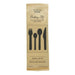 Kit posate in legno 5/1: coltello, forchetta, cucchiaio piccolo e grande, tovagliolo, involucro craf  H165mm