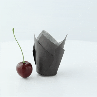 Pirottino da forno a forma di tulipano in carta nera siliconata  H60mm