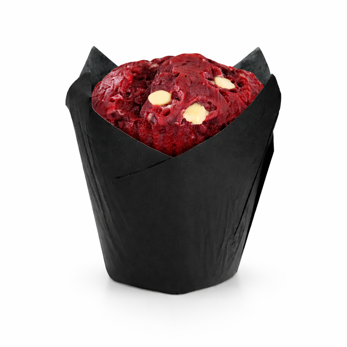 Pirottino da forno a forma di tulipano in carta nera siliconata - Ø 3 cm - H 6 cm - 120 pezzi
