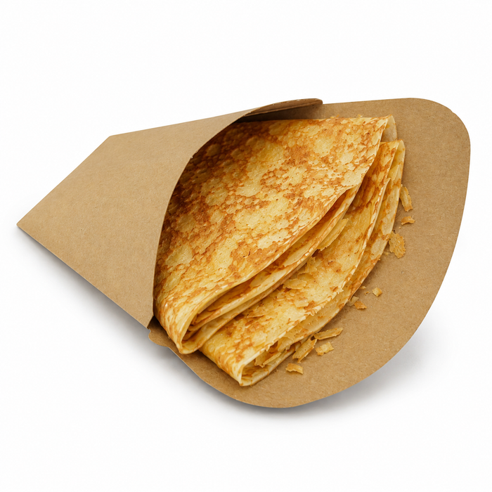 Tasca per crepes triangolare in cartone bianco - 14,5 cm x 6,5 cm x 18,5 cm - 50 pezzi