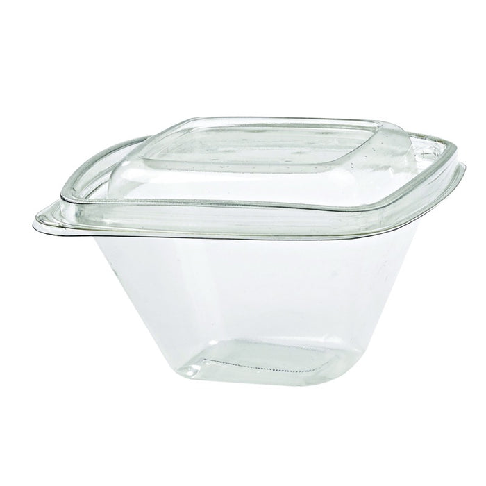 Contenitore "Deli" quadrato in PET trasparente con coperchio 128x128mm H70mm 375ml