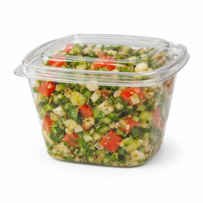 Contenitore deli quadrato trasparente con coperchio - 500 ml - 12,8 cm x 12,8 cm x 8,5 cm - 50 pezzi
