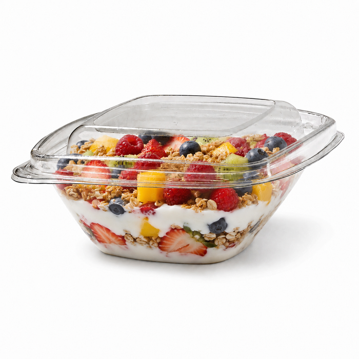 Contenitore deli quadrato trasparente con coperchio - 250 ml - 12,8 cm x 12,8 cm x 5,5 cm - 50 pezzi