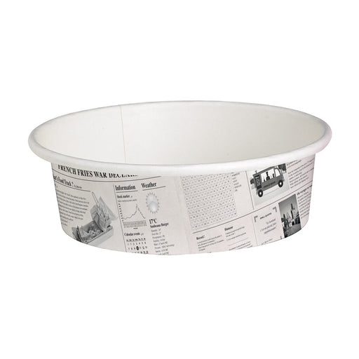 Contenitore "Deli" tondo in cartone, decorazione stampa di giornale  H54mm 360ml