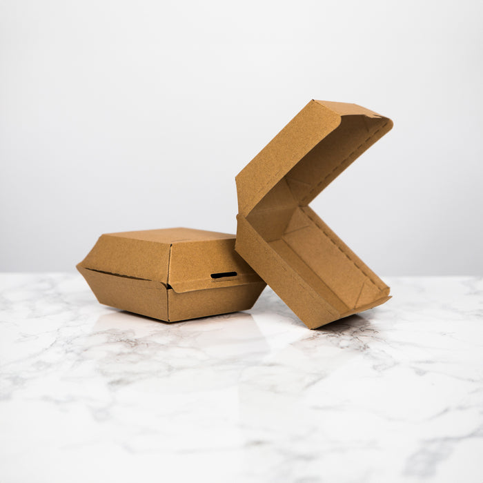Scatola per hamburger in cartone kraft - 11 cm x 10 cm x 8 cm - 75 pezzi