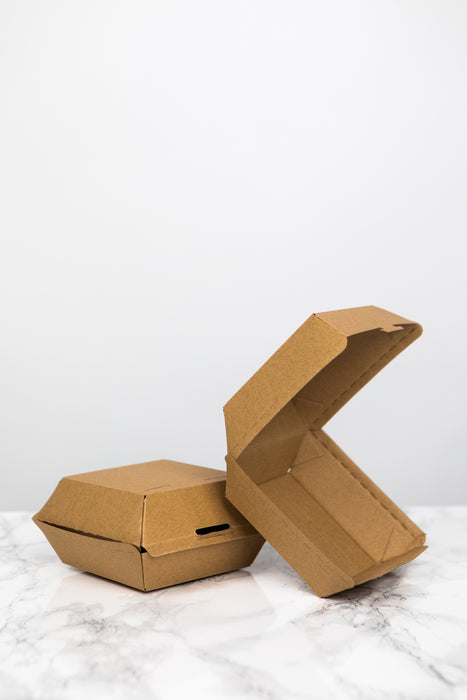 Scatola per hamburger in cartone kraft - 11 cm x 10 cm x 8 cm - 75 pezzi