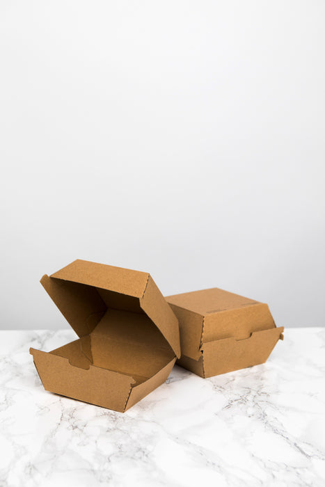 Scatola per hamburger in cartone kraft - 11 cm x 10 cm x 8 cm - 75 pezzi
