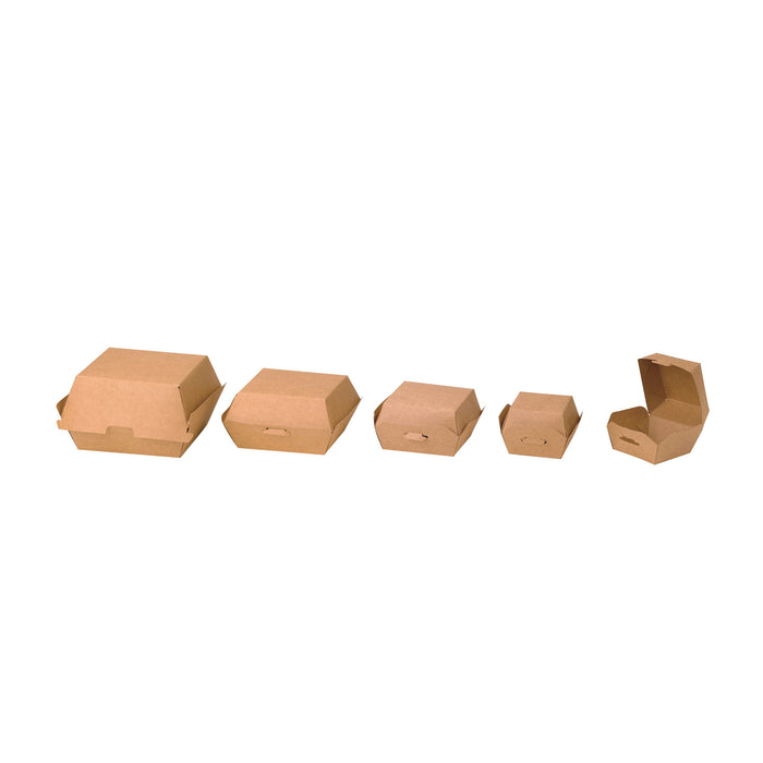 Scatola per hamburger in cartone kraft - 11 cm x 10 cm x 8 cm - 75 pezzi