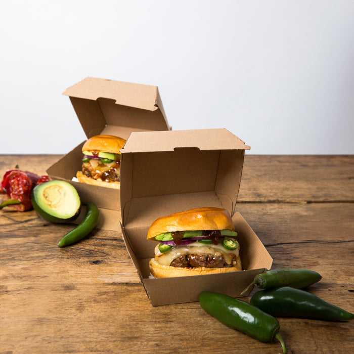 Scatola per hamburger in cartone kraft - 11 cm x 10 cm x 8 cm - 75 pezzi
