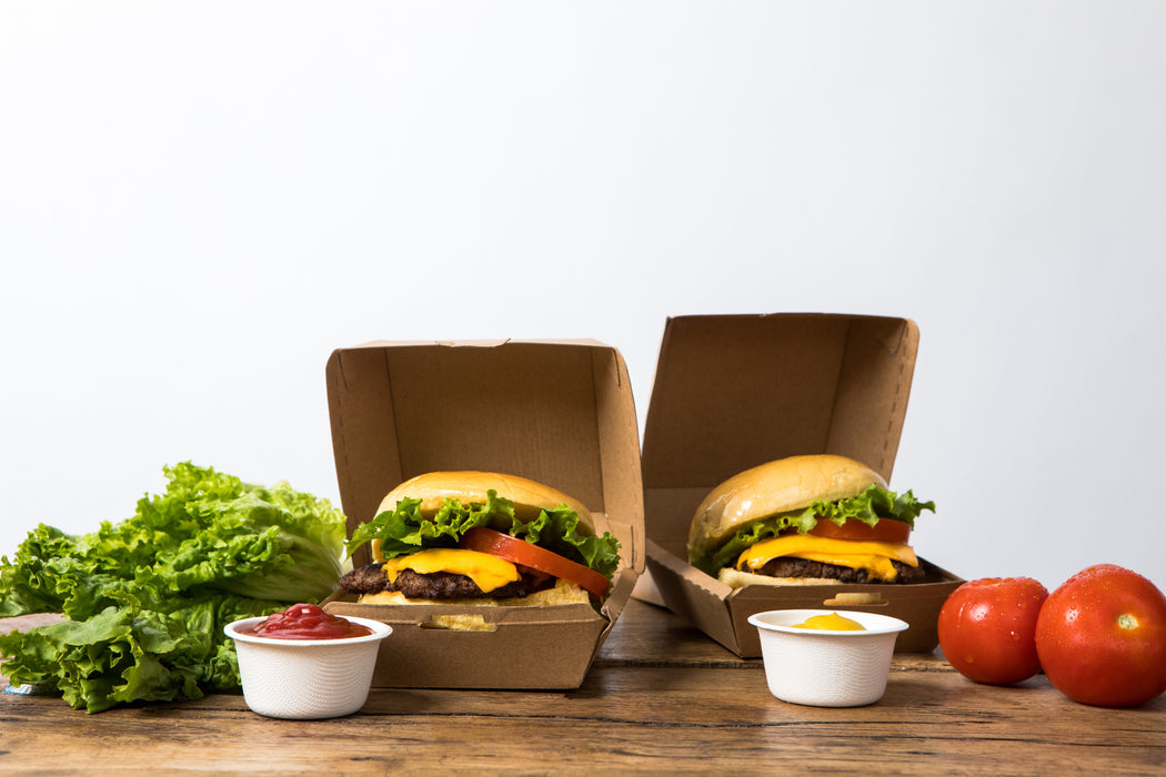 Scatola per hamburger in cartone kraft - 11 cm x 10 cm x 8 cm - 75 pezzi